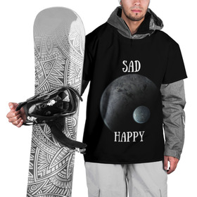 Накидка на куртку 3D с принтом Sad Happy в Тюмени, 100% полиэстер |  | jesus | rap | грустный | джизус | джизус возрождение | джизус рэпер | джизус ты ювелир | мерч | музыка | реп | рэп | счастливый