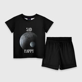 Детский костюм с шортами 3D с принтом Sad Happy в Тюмени,  |  | jesus | rap | грустный | джизус | джизус возрождение | джизус рэпер | джизус ты ювелир | мерч | музыка | реп | рэп | счастливый
