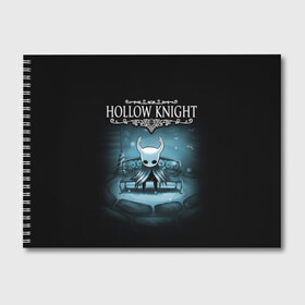 Альбом для рисования с принтом Hollow Knight в Тюмени, 100% бумага
 | матовая бумага, плотность 200 мг. | Тематика изображения на принте: hallownest | hollow knight | the knight | игры | компьютерная игра | реймер | рыцарь