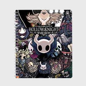 Тетрадь с принтом Hollow Knight в Тюмени, 100% бумага | 48 листов, плотность листов — 60 г/м2, плотность картонной обложки — 250 г/м2. Листы скреплены сбоку удобной пружинной спиралью. Уголки страниц и обложки скругленные. Цвет линий — светло-серый
 | hallownest | hollow knight | the knight | игры | компьютерная игра | реймер | рыцарь