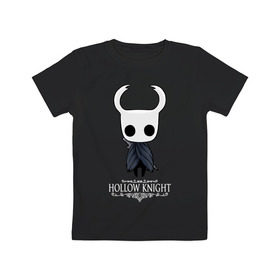 Детская футболка хлопок с принтом Hollow Knight в Тюмени, 100% хлопок | круглый вырез горловины, полуприлегающий силуэт, длина до линии бедер | hallownest | hollow knight | the knight | игры | компьютерная игра | реймер | рыцарь