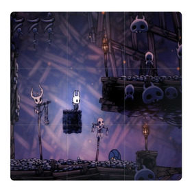 Магнитный плакат 3Х3 с принтом HOLLOW KNIGHT в Тюмени, Полимерный материал с магнитным слоем | 9 деталей размером 9*9 см | Тематика изображения на принте: game | games | hallownest | hollow knight | безымянный рыцарь | бои | враги | заброшенное королевство | игра | исследование | компьютерная игра | насекомые | персонаж | поиск | приключения | секреты