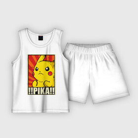 Детская пижама с шортами хлопок с принтом Pikachu Pika Pika в Тюмени,  |  | pika | pikachu | аниме | детская | детям | игры | молния | мышка | мышь | пика | пикачу | покемон | покемоны