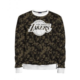 Детский свитшот 3D с принтом Los Angeles Lakers Camo в Тюмени, 100% полиэстер | свободная посадка, прямой крой, мягкая тканевая резинка на рукавах и понизу свитшота | Тематика изображения на принте: camo | lakers | los angeles lakers | nba | баскетбол | камуфляж | лос анджелес лейкерс | нба | спорт | хаки