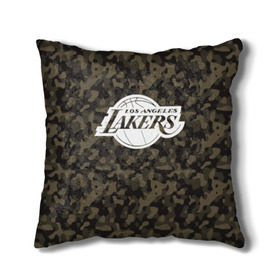 Подушка 3D с принтом Los Angeles Lakers Camo в Тюмени, наволочка – 100% полиэстер, наполнитель – холлофайбер (легкий наполнитель, не вызывает аллергию). | состоит из подушки и наволочки. Наволочка на молнии, легко снимается для стирки | Тематика изображения на принте: camo | lakers | los angeles lakers | nba | баскетбол | камуфляж | лос анджелес лейкерс | нба | спорт | хаки