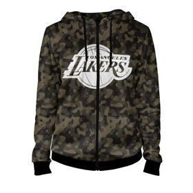 Женская толстовка 3D на молнии с принтом Los Angeles Lakers Camo в Тюмени, 100% полиэстер | длина до линии бедра, манжеты и пояс оформлены мягкой тканевой резинкой, двухслойный капюшон со шнурком для регулировки, спереди молния, по бокам два кармана | camo | lakers | los angeles lakers | nba | баскетбол | камуфляж | лос анджелес лейкерс | нба | спорт | хаки