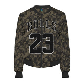 Женский бомбер 3D с принтом Chicago Bulls 23 Camo в Тюмени, 100% полиэстер | застегивается на молнию, по бокам два кармана без застежек, мягкие манжеты, по низу бомбера и на воротнике — эластичная резинка | Тематика изображения на принте: bulls | camo | chicago | chicago bulls | nba | баскетбол | буллз | камуфляж | нба | спорт | хаки | чикаго | чикаго буллз