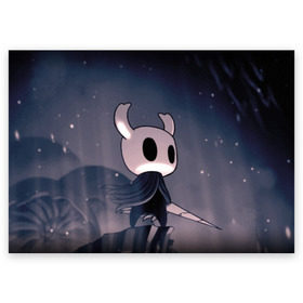 Поздравительная открытка с принтом Рыцарь - HOLLOW KNIGHT в Тюмени, 100% бумага | плотность бумаги 280 г/м2, матовая, на обратной стороне линовка и место для марки
 | game | games | ghosts | godmaster | hollow | hornet | knight | metroidvania | silksong | zote | гримм | зот | игра | игры | квиррел | найт | песня | полый | призраки | пустой | рыцарь | силксонг | холлоу | хорнет | шелк