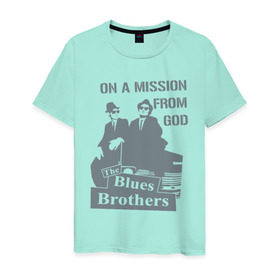 Мужская футболка хлопок с принтом Братья Блюз в Тюмени, 100% хлопок | прямой крой, круглый вырез горловины, длина до линии бедер, слегка спущенное плечо. | американский. комедийный. киномюзикл