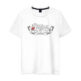 Мужская футболка хлопок с принтом Bullet For My Valentine в Тюмени, 100% хлопок | прямой крой, круглый вырез горловины, длина до линии бедер, слегка спущенное плечо. | майкл пэджет | ник крэндли и майкл томас