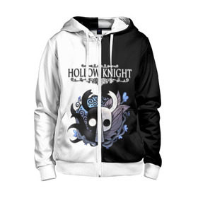 Детская толстовка 3D на молнии с принтом Hollow Knight (Black & White) в Тюмени, 100% полиэстер |  манжеты и пояс оформлены широкой мягкой резинкой, двухслойный капюшон со шнурком для регулировки, спереди карманы и застежка-молния
 | game | hollow knight | hollow knight godmaster | hollow knight map | hollow knight ps4 | silksong | белый | зот могучий | игра | карта | королевство | метроидвания | полый король | приключения букашек | халлоунест | холлоу кнайт | черный