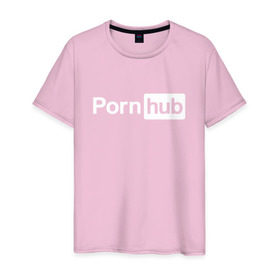 Мужская футболка хлопок с принтом PornHub в Тюмени, 100% хлопок | прямой крой, круглый вырез горловины, длина до линии бедер, слегка спущенное плечо. | brazzers | браззерс