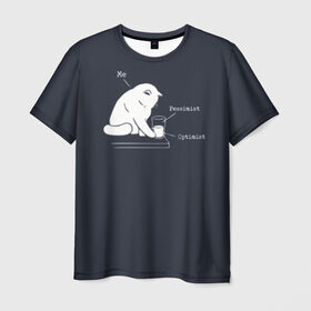 Мужская футболка 3D с принтом Кот хулиган в Тюмени, 100% полиэфир | прямой крой, круглый вырез горловины, длина до линии бедер | волосатый | вредный | киса | кот | котей | кошка | мем | оптимист | пессимист | полосатый | разбил | хулиган | шерстяной