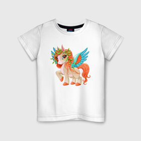 Детская футболка хлопок с принтом Принцесса единорог в Тюмени, 100% хлопок | круглый вырез горловины, полуприлегающий силуэт, длина до линии бедер | pony | грива | девочка | единорог | конь | копыта | красивая | лошадка | лошадь | милая | пони | природа закат | радуга