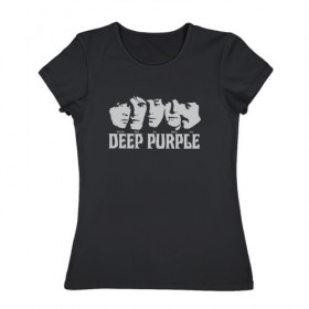 Женская футболка хлопок с принтом Deep Purple в Тюмени, 100% хлопок | прямой крой, круглый вырез горловины, длина до линии бедер, слегка спущенное плечо | британская | джон лорд | иэн пейс | крис кёртис | ричи блэкмор | рок группа | хард рок