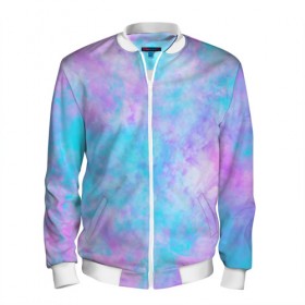 Мужской бомбер 3D с принтом Мрамор Tie Dye в Тюмени, 100% полиэстер | застегивается на молнию, по бокам два кармана без застежек, по низу бомбера и на воротнике - эластичная резинка | Тематика изображения на принте: tie dye | летняя футболка | розовый | синий | тай дай | фиолетовый | яркая футболка