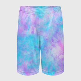 Детские спортивные шорты 3D с принтом Мрамор Tie Dye в Тюмени,  100% полиэстер
 | пояс оформлен широкой мягкой резинкой, ткань тянется
 | Тематика изображения на принте: tie dye | летняя футболка | розовый | синий | тай дай | фиолетовый | яркая футболка