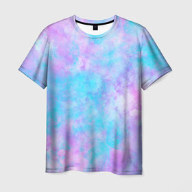 Мужская футболка 3D с принтом Мрамор Tie Dye в Тюмени, 100% полиэфир | прямой крой, круглый вырез горловины, длина до линии бедер | tie dye | летняя футболка | розовый | синий | тай дай | фиолетовый | яркая футболка
