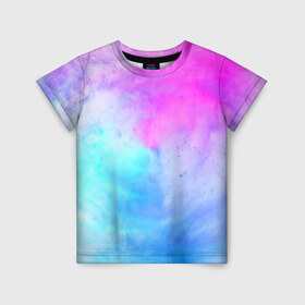 Детская футболка 3D с принтом Лето в Тюмени, 100% гипоаллергенный полиэфир | прямой крой, круглый вырез горловины, длина до линии бедер, чуть спущенное плечо, ткань немного тянется | tie dye | tie dye футболка | летняя футболка | розовый | синий | тай дай | тай дай футболка | фиолетовый | яркая футболка