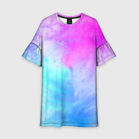 Детское платье 3D с принтом Лето в Тюмени, 100% полиэстер | прямой силуэт, чуть расширенный к низу. Круглая горловина, на рукавах — воланы | tie dye | tie dye футболка | летняя футболка | розовый | синий | тай дай | тай дай футболка | фиолетовый | яркая футболка