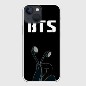 Чехол для iPhone 13 mini с принтом BTS(наушники в руке) в Тюмени,  |  | bangtan boys | beyond the scene | bts | бтс | группа | музыка | песни | южнокорейский бойбенд