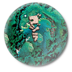 Значок с принтом Годзилла в Тюмени,  металл | круглая форма, металлическая застежка в виде булавки | godzilla | king of the monsters | годзила | годзилла 2 | король монстров