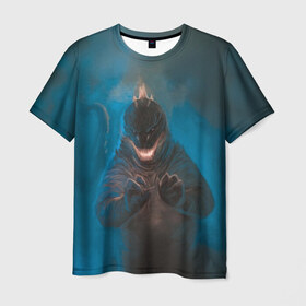 Мужская футболка 3D с принтом Blue в Тюмени, 100% полиэфир | прямой крой, круглый вырез горловины, длина до линии бедер | godzilla | king of the monsters | годзила | годзилла 2 | король монстров