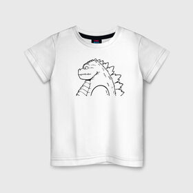 Детская футболка хлопок с принтом Годзилла в Тюмени, 100% хлопок | круглый вырез горловины, полуприлегающий силуэт, длина до линии бедер | godzilla | king of the monsters | годзила | годзилла 2 | король монстров