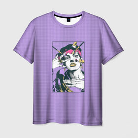 Мужская футболка 3D с принтом Kishibe Rohan in Purple в Тюмени, 100% полиэфир | прямой крой, круглый вырез горловины, длина до линии бедер | diamond is unbreakable | heavens door | jjba | jojo | kishibe | rohan