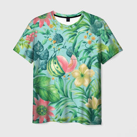 Мужская футболка 3D с принтом Тропики в Тюмени, 100% полиэфир | прямой крой, круглый вырез горловины, длина до линии бедер | Тематика изображения на принте: 2019 | 2020 | в отпуск | весна | гаваи | гавайи | гавайская | для отпуска | лето | листья | море | настроение | осень | отдых | отпуск | пальма | пальмы | пляж | пляжная | путешественник