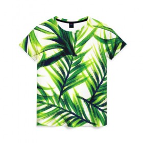 Женская футболка 3D с принтом Лист Пальмы в Тюмени, 100% полиэфир ( синтетическое хлопкоподобное полотно) | прямой крой, круглый вырез горловины, длина до линии бедер | 2019 | 2020 | summer | в отпуск | весна | гаваи | гавайи | гавайская | для отпуска | лето | листья | море | настроение | осень | отдых | отпуск | пальма | пальмы | пляж | пляжная | путешественник | цветочки | цветы