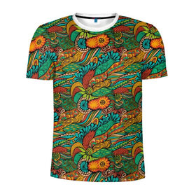 Мужская футболка 3D спортивная с принтом Floral Ornament в Тюмени, 100% полиэстер с улучшенными характеристиками | приталенный силуэт, круглая горловина, широкие плечи, сужается к линии бедра | 2019 | 2020 | абстракция | в отпуск | весна | гаваи | гавайи | гавайская | для отпуска | лето | листья | море | настроение | орнамент | осень | отдых | отпуск | пальма | пляж | путешественник | цветочки | цветы