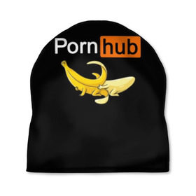 Шапка 3D с принтом PORN HUB в Тюмени, 100% полиэстер | универсальный размер, печать по всей поверхности изделия | банан | бананы | логотип | пошлое