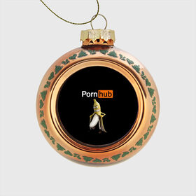 Стеклянный ёлочный шар с принтом PORN HUB в Тюмени, Стекло | Диаметр: 80 мм | Тематика изображения на принте: банан | логотип | пошлое
