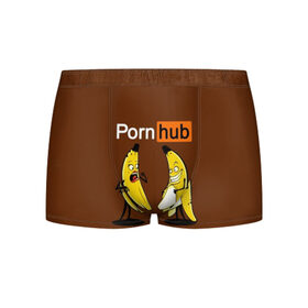 Мужские трусы 3D с принтом PORN HUB в Тюмени, 50% хлопок, 50% полиэстер | классическая посадка, на поясе мягкая тканевая резинка | бананы | логотип | пошлое