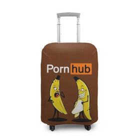 Чехол для чемодана 3D с принтом PORN HUB в Тюмени, 86% полиэфир, 14% спандекс | двустороннее нанесение принта, прорези для ручек и колес | бананы | логотип | пошлое