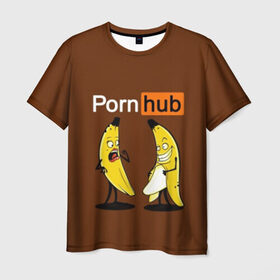 Мужская футболка 3D с принтом PORN HUB в Тюмени, 100% полиэфир | прямой крой, круглый вырез горловины, длина до линии бедер | бананы | логотип | пошлое