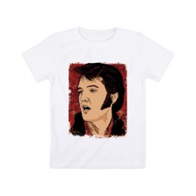 Детская футболка хлопок с принтом Элвис Пресли в Тюмени, 100% хлопок | круглый вырез горловины, полуприлегающий силуэт, длина до линии бедер | американский. певец. актёр. король рок н ролл