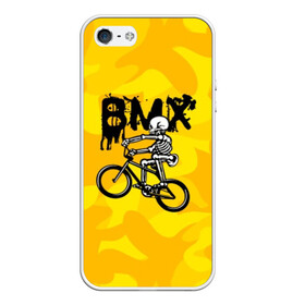 Чехол для iPhone 5/5S матовый с принтом BMX в Тюмени, Силикон | Область печати: задняя сторона чехла, без боковых панелей | bike | bmx | bones | extreme | skeleton | skull | sport | велосипед | скелет | спорт | череп | экстрим