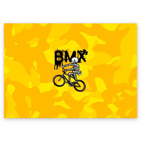 Поздравительная открытка с принтом BMX в Тюмени, 100% бумага | плотность бумаги 280 г/м2, матовая, на обратной стороне линовка и место для марки
 | bike | bmx | bones | extreme | skeleton | skull | sport | велосипед | скелет | спорт | череп | экстрим