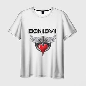 Мужская футболка 3D с принтом Bon Jovi в Тюмени, 100% полиэфир | прямой крой, круглый вырез горловины, длина до линии бедер | bon jovi | бон джови | музыка | музыкальная группа | песни | рок | рок группа | рокгруппа