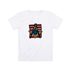 Детская футболка хлопок с принтом Масонство в Тюмени, 100% хлопок | круглый вырез горловины, полуприлегающий силуэт, длина до линии бедер | великая ложа россии | иллюминаты | масонские символы | масонство | масоны | мистика | тамплиеры | эзотерика