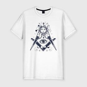 Мужская футболка премиум с принтом Масонские символы в Тюмени, 92% хлопок, 8% лайкра | приталенный силуэт, круглый вырез ворота, длина до линии бедра, короткий рукав | великая ложа россии | иллюминаты | масонские символы | масонство | масоны | тамплиеры | эзотерика