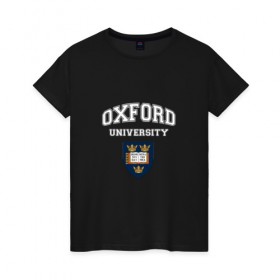 Женская футболка хлопок с принтом University of Oxford_форма в Тюмени, 100% хлопок | прямой крой, круглый вырез горловины, длина до линии бедер, слегка спущенное плечо | 