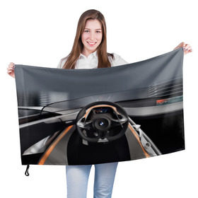 Флаг 3D с принтом BMW в Тюмени, 100% полиэстер | плотность ткани — 95 г/м2, размер — 67 х 109 см. Принт наносится с одной стороны | bmw | car | car interior | steering | windshield | автомобиль | бмв | лобовое стекло | руль | салон