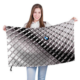 Флаг 3D с принтом BMW в Тюмени, 100% полиэстер | плотность ткани — 95 г/м2, размер — 67 х 109 см. Принт наносится с одной стороны | bmw | metal | pattern | prestige | бмв | металл | престиж | узор