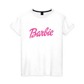 Женская футболка хлопок с принтом Barbie в Тюмени, 100% хлопок | прямой крой, круглый вырез горловины, длина до линии бедер, слегка спущенное плечо | bad | barbie | bratz | girl | princess | team | барби | братц | девочка | дочка | дочь | кукла | куколка | лого | логотип | любимая | невеста | подружка | прекрасная