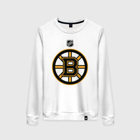 Женский свитшот хлопок с принтом Boston Bruins NHL в Тюмени, 100% хлопок | прямой крой, круглый вырез, на манжетах и по низу широкая трикотажная резинка  | boston | boston bruins | hockey | nhl | бостон | бостон брюинз | кубок стенли | нхл | спорт | хоккей | шайба