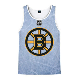 Мужская майка 3D с принтом Boston Bruins в Тюмени, 100% полиэстер | круглая горловина, приталенный силуэт, длина до линии бедра. Пройма и горловина окантованы тонкой бейкой | Тематика изображения на принте: boston | boston bruins | hockey | nhl | бостон | бостон брюинз | кубок стенли | нхл | спорт | хоккей | шайба