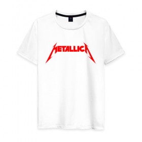 Мужская футболка хлопок с принтом METALLICA RED LOGO в Тюмени, 100% хлопок | прямой крой, круглый вырез горловины, длина до линии бедер, слегка спущенное плечо. | Тематика изображения на принте: matters metallica | music | nothing else | rock | trash metal | группа | музыка | музыканты | рок | трэш металл